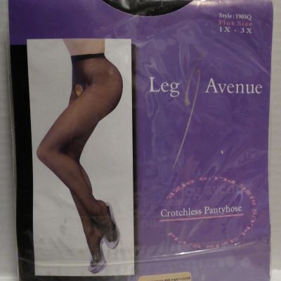 Leg Avenue Black Crotchless Pantyhose Style 1905 (Q) 1X-3X