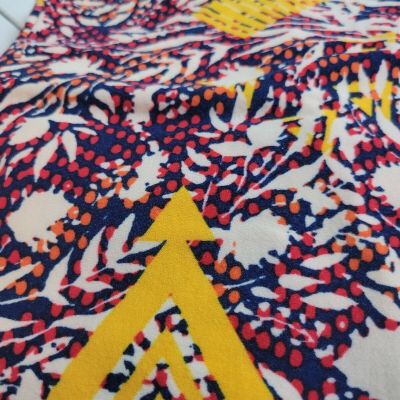 LulaRoe Leggings One Size Bright Multicolored Abstract Leaf Spotted Dots OS EUC