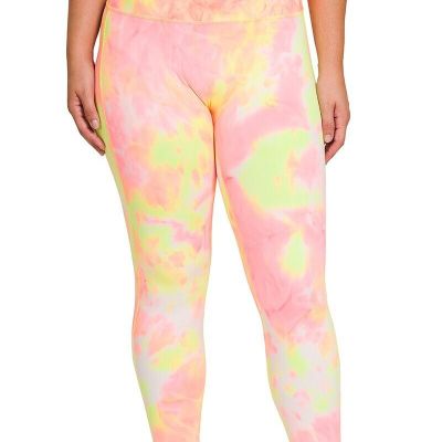 Zenana Plus Size High Waist Leggings Yellow & Pink Tie Dye Women’s 1X