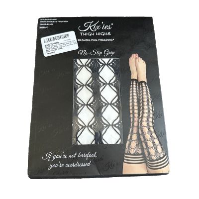 Kix'ies Black Thighs High Stockings Jo Size C Lingerie Circle Footless 1340A