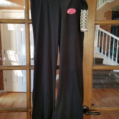 Black & Grey Yogini Style Yoga Legging Pant Built In Thong Panty Size XL Regular