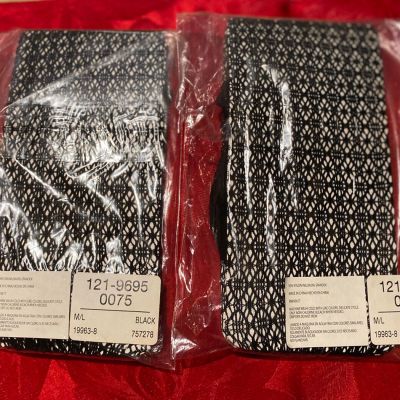 New Lot 2 pair Unbranded Fishnet/Openwork Tights Black  M / L Samples