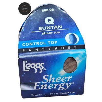 Vtg 2002 L'eggs Sheer Energy Control Top Pantyhose Size Q Suntan Sheer Toe Queen