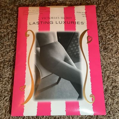 Victoria's Secret lasting luxuries control top pantyhose, pure white, size: S