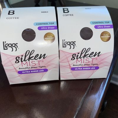 Lot Of 2 Leggs Silken Mist Ultra Sheer/ Control Top/B Coffee