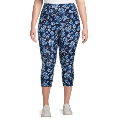 Terra & Sky Women's Printed Leggings, Blue Size 0X(14W)