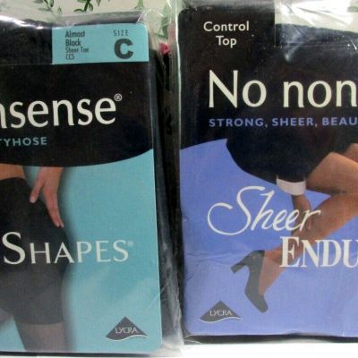 Lot of 2 No Nonsence Size C - Control Top & All Over Shaper Pantyhose