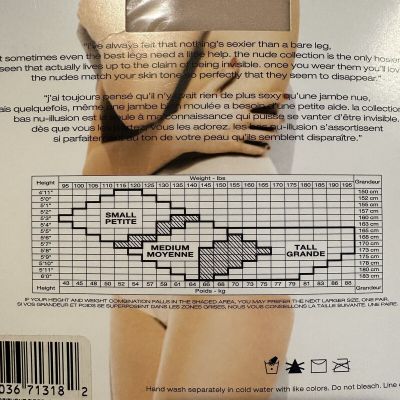 New Donna Karan The Nudes Sheer Toeless Control Top Pantyhose Sz Tall A01 K0A069