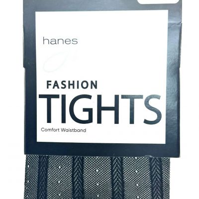 Hanes RIBBED DOT Sheer Mesh Womens BLACK Fashion Tights, Size TALL - (HFT043)