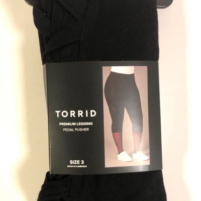 Torrid Black Pedal Pusher Leggings with Straps and Sheer Mesh Detail Size 3X