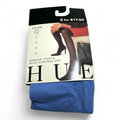 Hue Womens Super Opaque Tights With Control Top Size 1 Maliblu Blue 1 Pair New