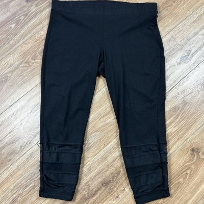 Torrid Leggings Women’s Plus Size 3 22/24 Black Stretch W/ Mesh Ankle Cut Outs