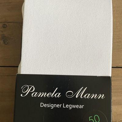 NEW Pamela Mann Designer Legwear 50 Denier Tights Pantyhose In White One Size