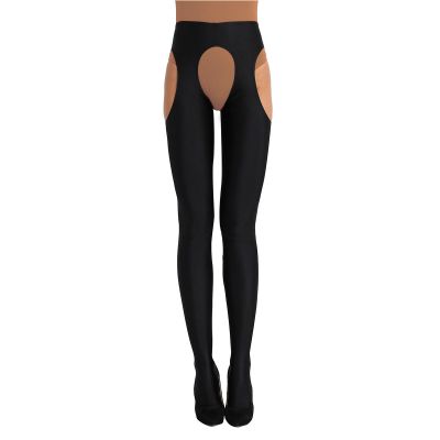 US Women's Stretchy See Through Mesh Sheer Tights Footless Pantyhose Solid Pants