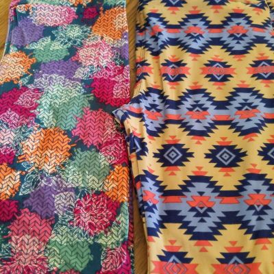 Lularoe OS Aztec Print Lot Of Two  New Without Tags Bright Vibrant Colors