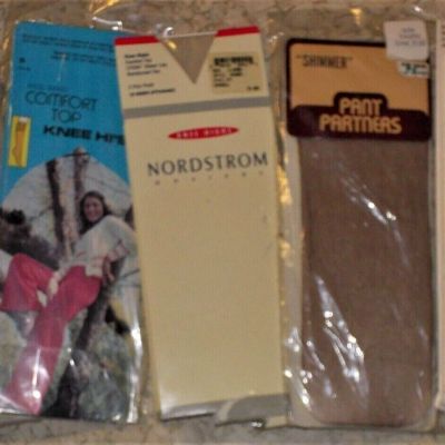 10 pkg Knee-hi Vintage 1970s Hosiery Lot 5 Packages Brand New Sealed Nylon Women