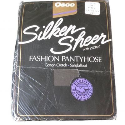 VTG New Osco Silken Sheer Fashion Pantyhose Off Black Stockings Size Tall Queen