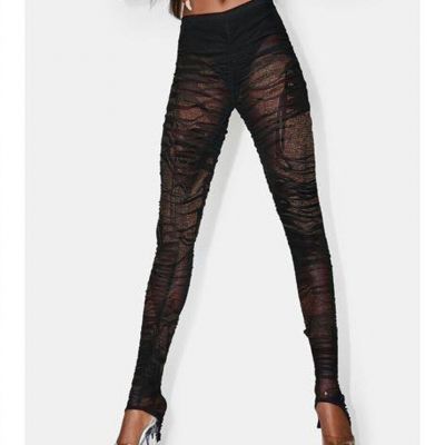 Lot 10, 30 Prs Wholesale Black Fringe Sheer Leggings Womens Yoga Fitted S M L