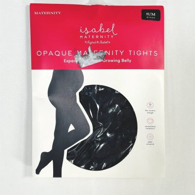 Isabel Maternity Opaque Tights Womens Size S/M Seamless Stretch Black