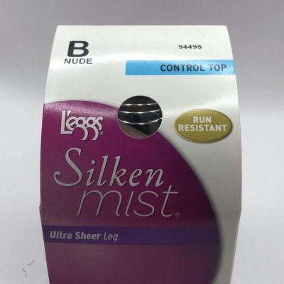 Leggs Silken Mist Control Top Size B Nude Pantyhose Ultra Sheer 94495
