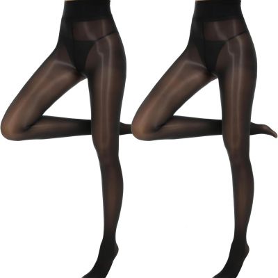 Shiny Pantyhose for Women 15D High Waist Sheer Tights Oil Shimmer Tights Ultra S