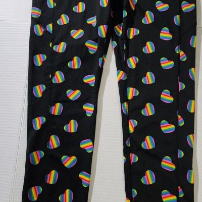 Pop fit Rainbow Heart Pride Leggings With Pockets Size Large