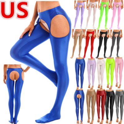 US Womens Shiny Glossyt Pantyhose Oil Satin Tights Dance Compression Stockings