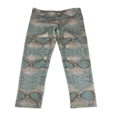 Onzie Leggings Women's M/L Blue Gray Capri Snake Reptile Animal Print Exercise