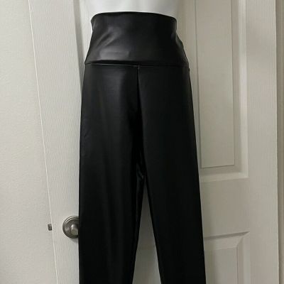 NWOT Size M Liquid Black/Faux Leather Skinny Pants Stretch Leggings High Waist