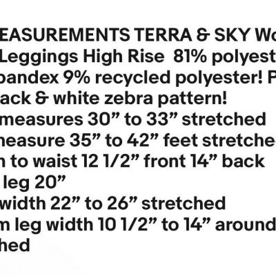 TERRA & SKY Capri Leggings Size 0X 14W Womens High Rise Black & White New