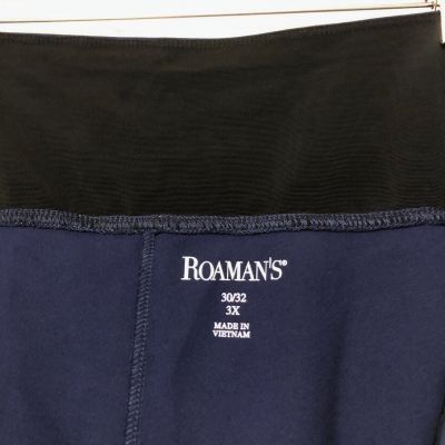 size 3X Roaman's knit cropped leggings blue tummy smoothing 30/32