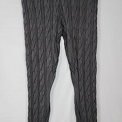 Torrid Sleep Plus Size 2 Cable Knit Leggings Gray Stretch Signature Waist Rayon