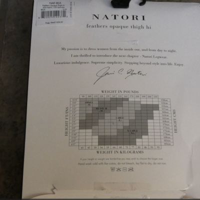 Natori Black SZ S M Feathers Opaque Thigh High Stocking Denier 60 Open Pack