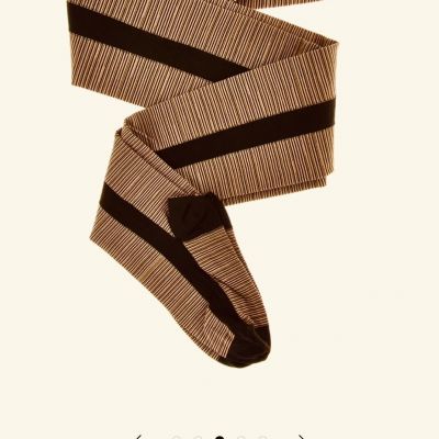 WOLFORD DANIELLE Confit Wood Stripes Tights Size M Rare