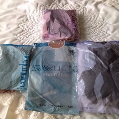 Lot (3) New Silkies Panty Hose and (1) Trouser Socks Queen - X-Large