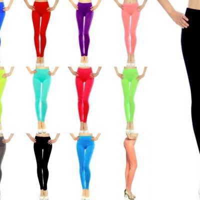 Lot Women Full Length Leggings Tight Pants Stockings Opaque Colorful OS S M L