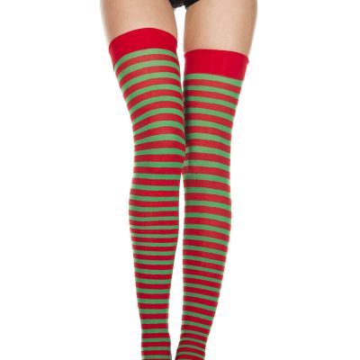 sexy MUSIC LEGS horizontal STRIPES striped CHRISTMAS elf THIGH highs STOCKINGS