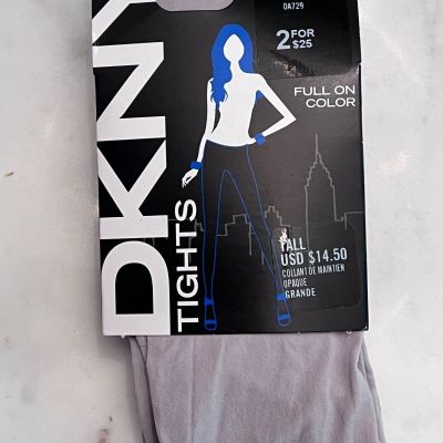 $15 MSRP DKNY Tights Comfort Luxe Control Top 30 Denier Size Tall Light Grey