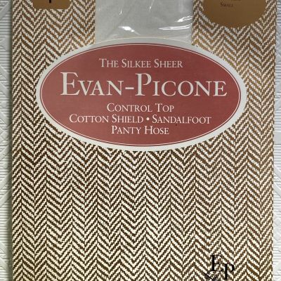 Evan Picone Pantyhose Size Small Paris White Control Top Sandalfoot Cotton Shiel