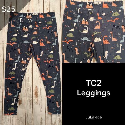 LuLaRoe NEW Leggings TC2 (Tall & Curvy 2) Buttery Soft Sz 18+ Dinosaurs