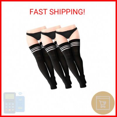 Bencailor 3 Pairs Plus Size Womens Thigh High Socks over the Knee Stockings Extr