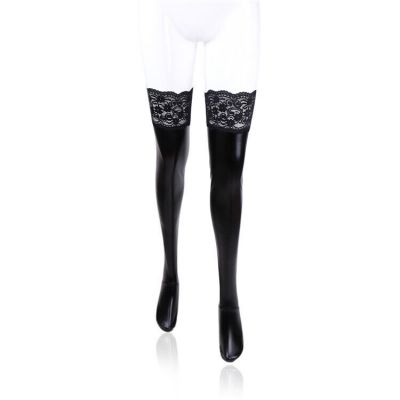 Stockings Thigh High Hosiery Sexy Women Patent Leather Elastic Lace Long