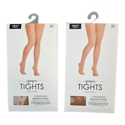 Women's Nude Opaque Tights 2 Pairs New, One Size, Weight up to 165 pounds.