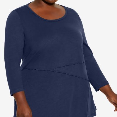 Avenue Women's Plus Size Tee Juliet Panel NAVY - 18 / M