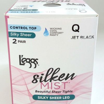 Leggs Q Silken Mist Silky Sheer Tights Jet Black