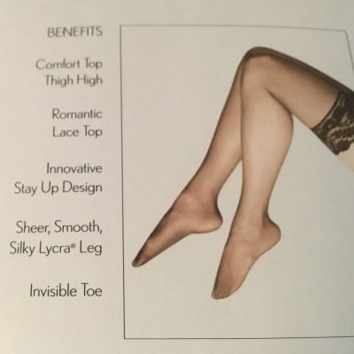 Berkshire QUEEN Thigh High Stockings Sheer Leg Invisible Toe BLACK