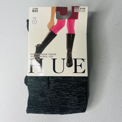 HUE Graphite Heather Super Opaque Tights w/ Control Top 1 Pair Womens Size 1 New
