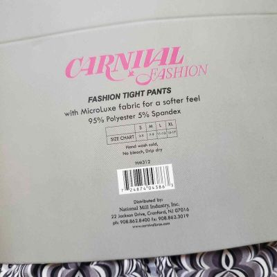 NEW Carnival Fashion Tight Pants Women's Size Large Microluxe Black White Print