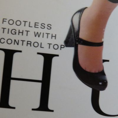 Hue Black Footless Tights Control Top Size 1, 100-150lbs
