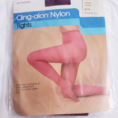 New Vintage 70's Sears Cling-Alon Tights Stockings Pantyhose Wine Sz M Dancer